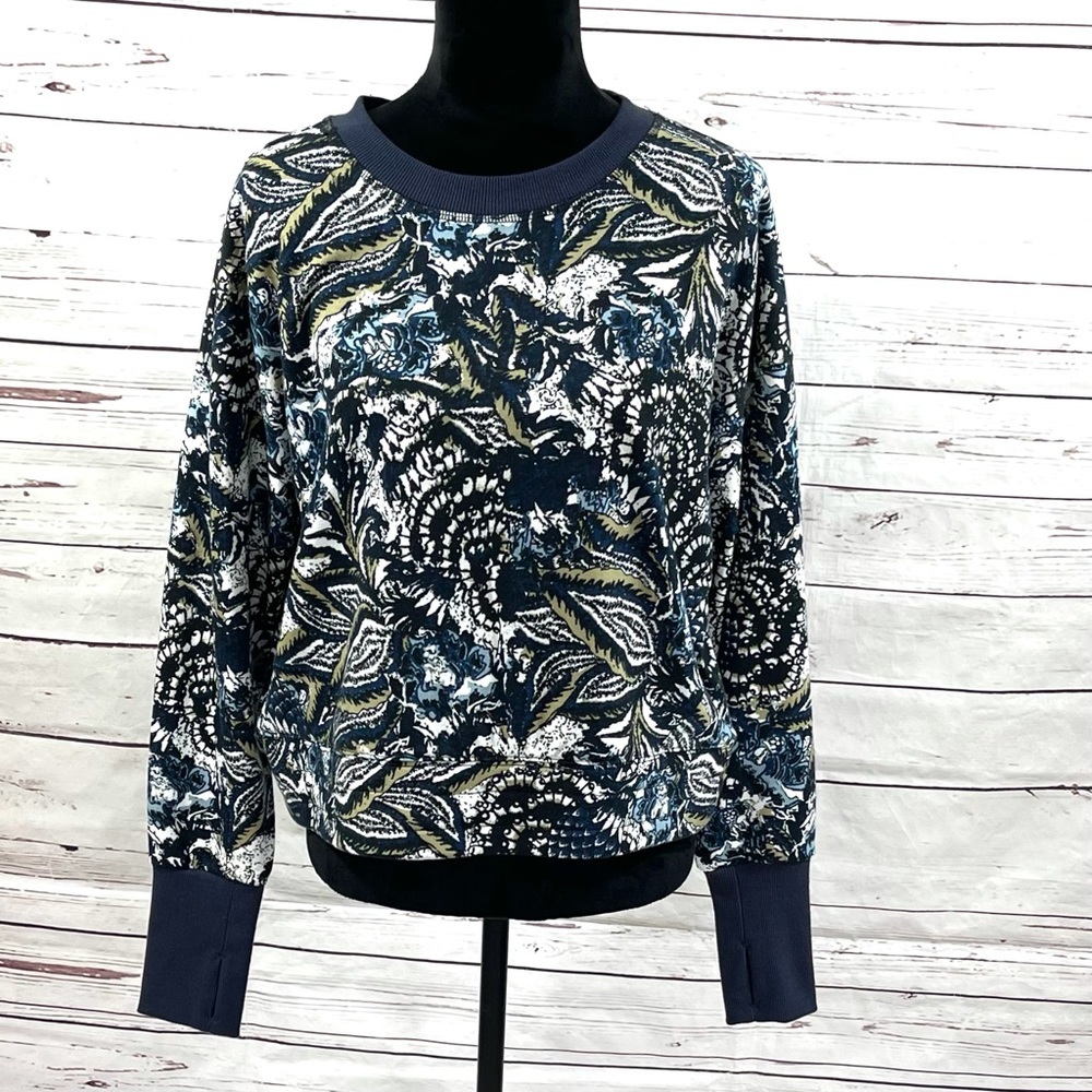 Joie‎ Women’s Sweatshirt Cropped Blue Floral Multi Size Large